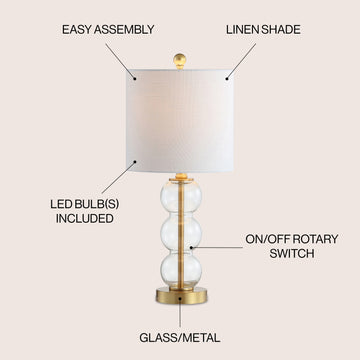 February 21" Glass/Metal LED Table Lamp